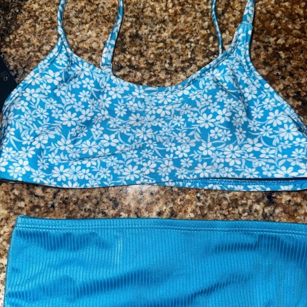 art class Blue Floral Kids Bikini